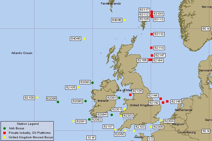 Mesomap of nearby weather buoys